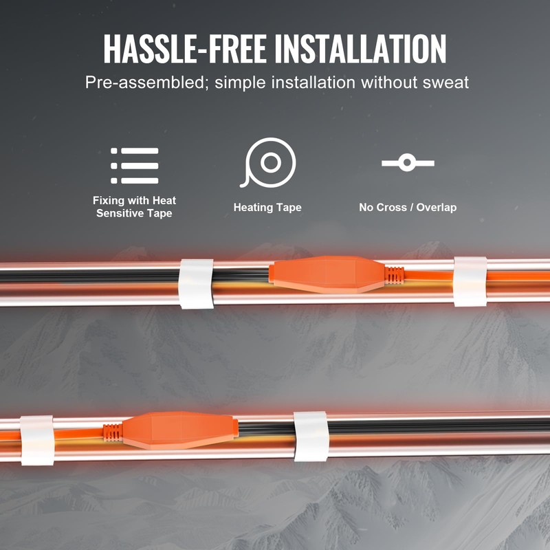 VEVOR Pipe Heating Cable, 3FT 7W/FT Heat Tape for Pipes