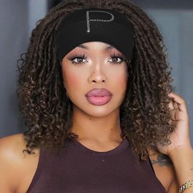 CAKURE Letters Crystal Headband Rhinestone Black Head Wraps Wide Knotted Head Band Turban Party Night Club Hairbands Glittery Hair Accessories for Women and Girls (P, Black)