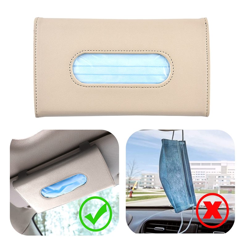 Hifrom Car Sunshade Tissue Box, Leather Car Tissue Holder, Car