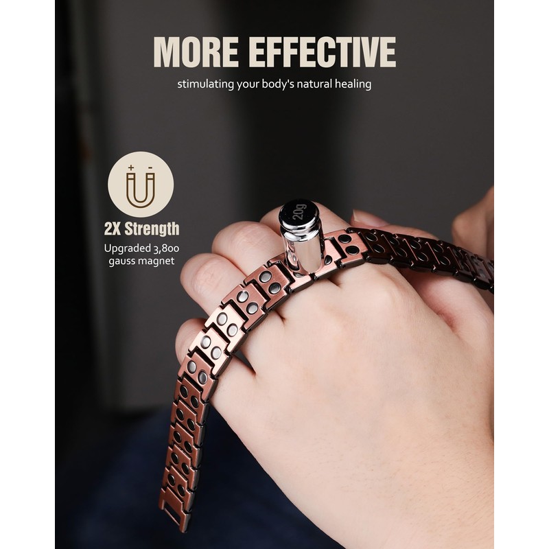 Jecanori 2X Pure Copper Magnetic Bracelet for Men, Mens Cross