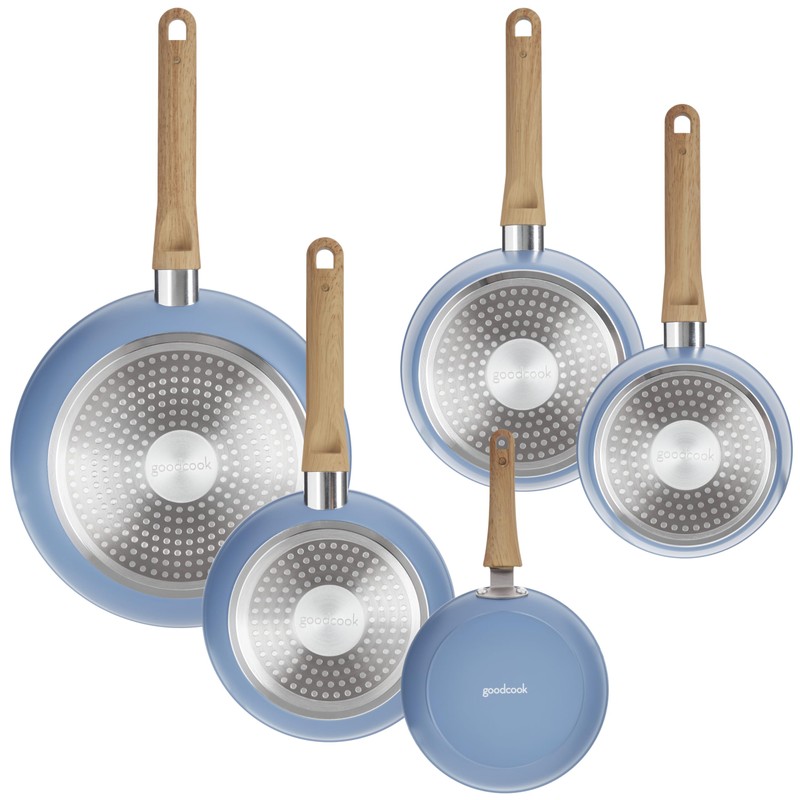 GoodCook 10-Piece Healthy Ceramic Titanium-Infused Cookware Set, Light Blue –