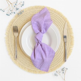 Generic Lavender Mauve Purple 100% Linen Cloth Cotton Square Napkins, Set of 6, 40cm x 40cm | Wedding Shower Bridal Event Styling Table Decor |