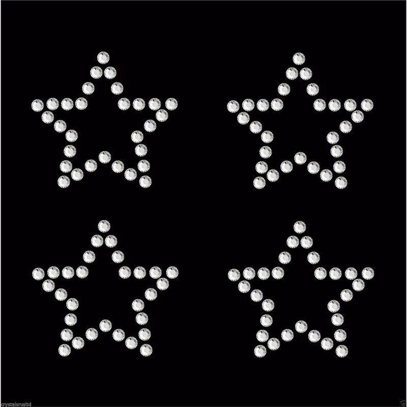 Clear 30 Star Iron-On Rhinestone Crystal Bead Gem Bling