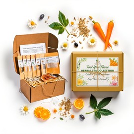 TeaDreamTea Dual-Format Herbal Tea Sampler Gift Set – 16 Packs | Tea Bags & Loose Leaf | Chamomile, Peppermint, Ginger, Hibiscus | Tea Gift Set for Tea Lovers