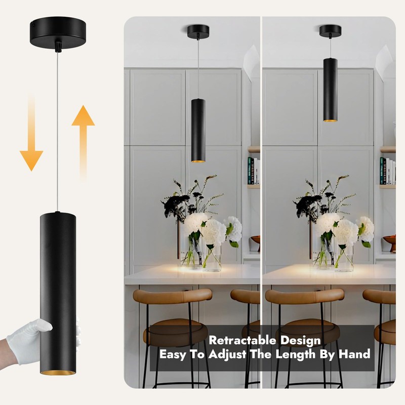 Arcfox 10W Pendant Light, Adjustable Height Modern Cylinder LED Pendant