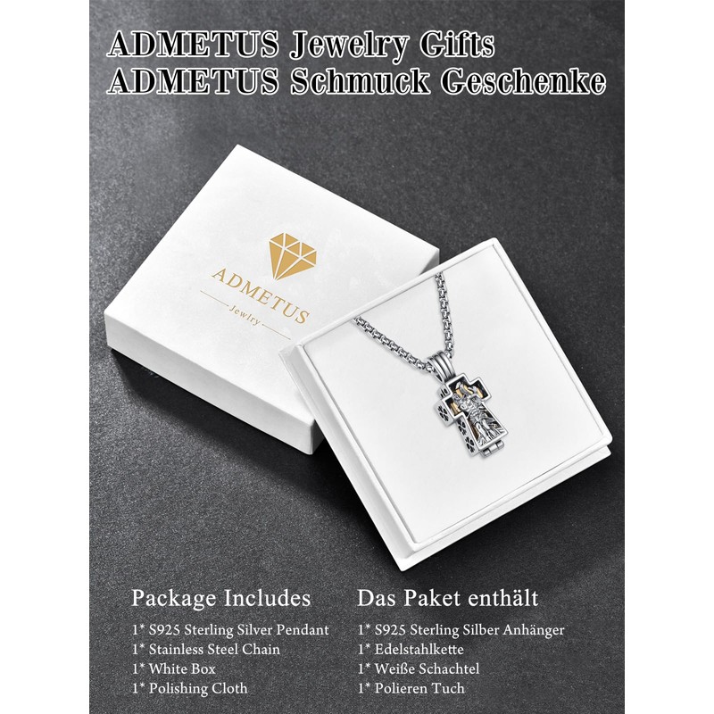 ADMETUS St Sebastian Urn Necklace for Ashes Sterling Silver Saint