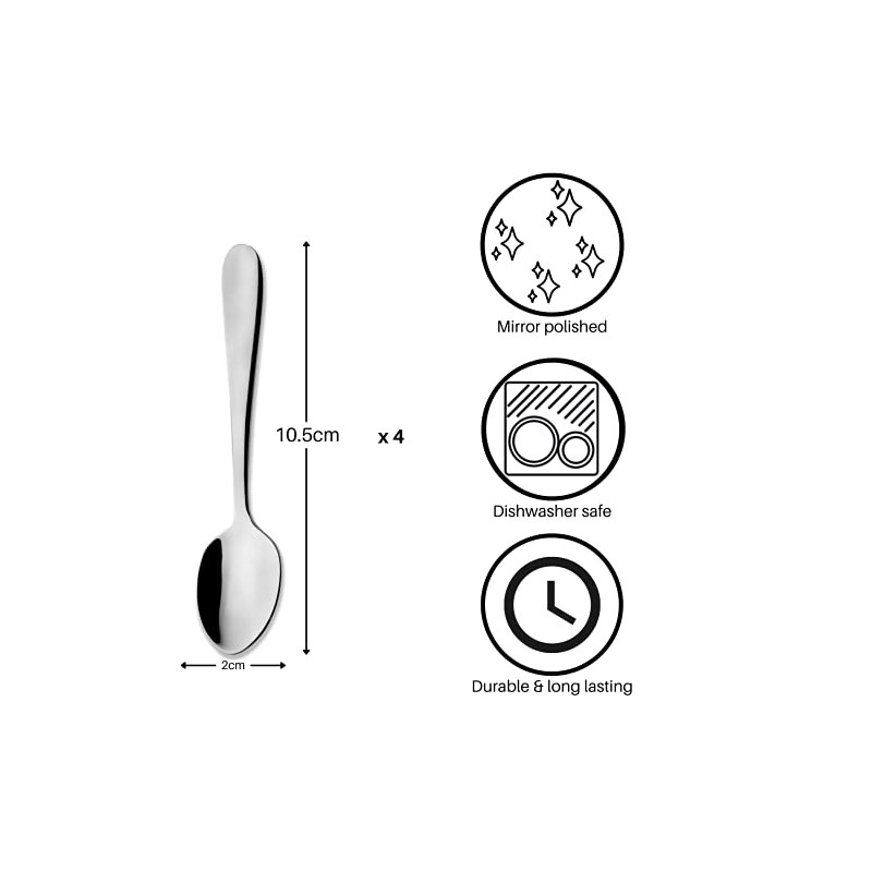 Grunwerg Windsor Carded 4-Piece Espresso Spoon Set 4ESPWDR/C, 18/0 Stainless