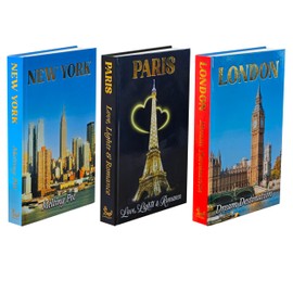 Sankofa Joint Decorative Book Set I City-Themed Decorative Books for Bookshelf | Fake Books Decor Gift | Modern Faux Book Stack for Home, Office, Coffee Table & Living Room - 3 Pcs