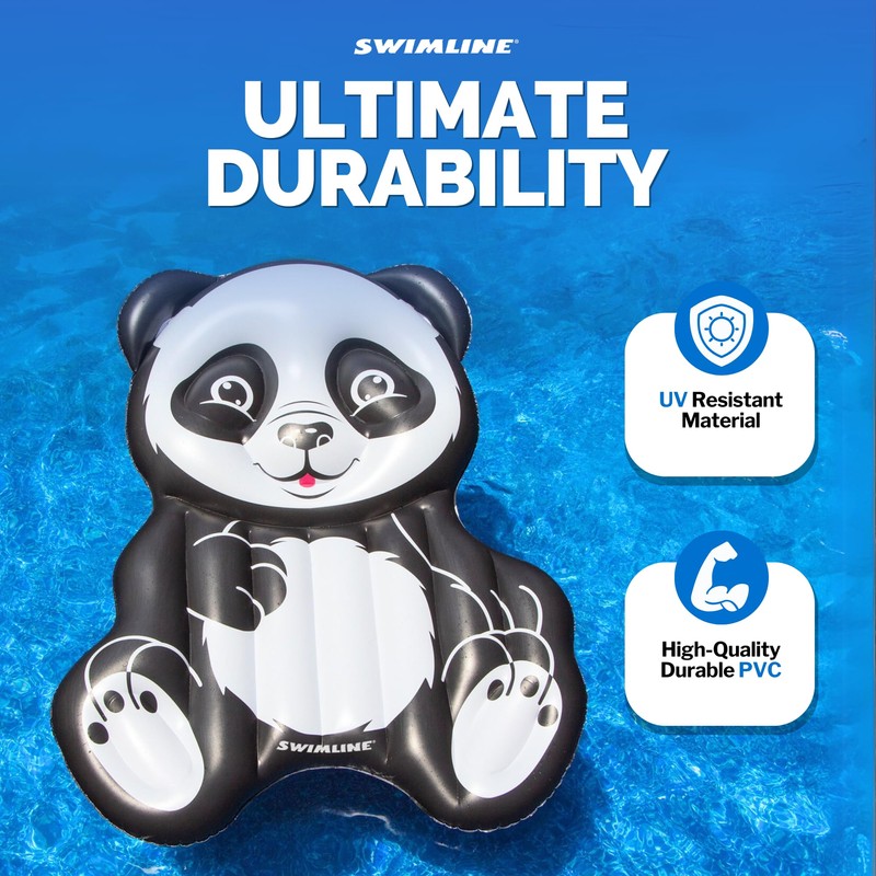 Swimline Inflatable Panda Pool Float, Black/White, 71"/50"/8"