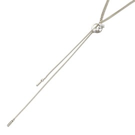 Cream Dot Necklace, Women's, Popular, Hypoallergenic Metal, Nickel-Free, 18k Coating, Lariette, Long Chain, Bijou Almond Bijou, Multi-faceted Cut, Y-Shape, 2 Rows, Cubic Zirconia