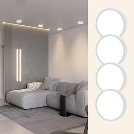 Lampara de Techo LED 4 Piezas,SILAMPDI 15W 4000K 12cm Plafones para Techo Interior,Lamparas de Techo Para Interior de Casas Aluminio Blanca,Lampara LED Techo para Salas,Baño,Dormitorios,Cocina