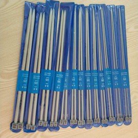 TF Knitting Needle, Straight Single Pointed Stainless Steel Sweater Needles with Locking Stitch Makers Large-eye Blunt Needles Measure Tape (2mm-10mm)