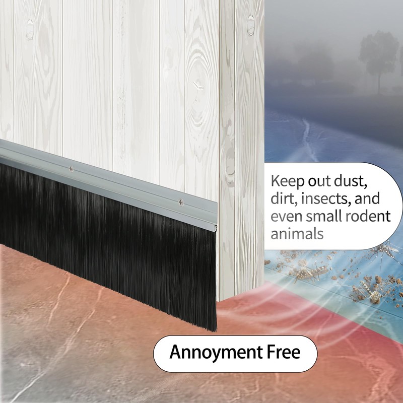 Retsun 4 Sets 4+0.91 Inches Door Brush Sweep Seal Roll