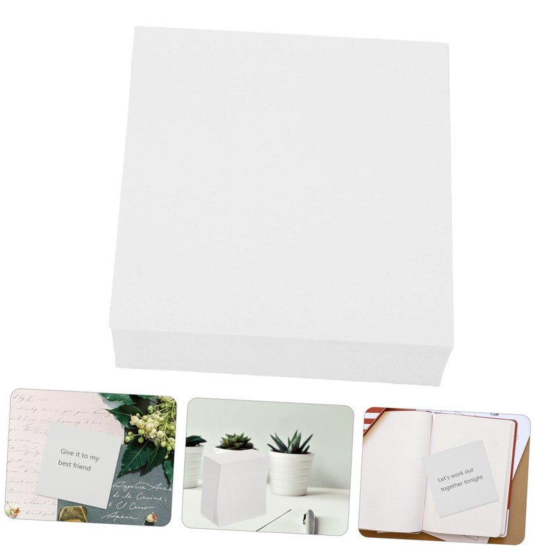 KICHOUSE 400pcs Non-Sticky Memo Cube Refill Blank Paper Note Pad