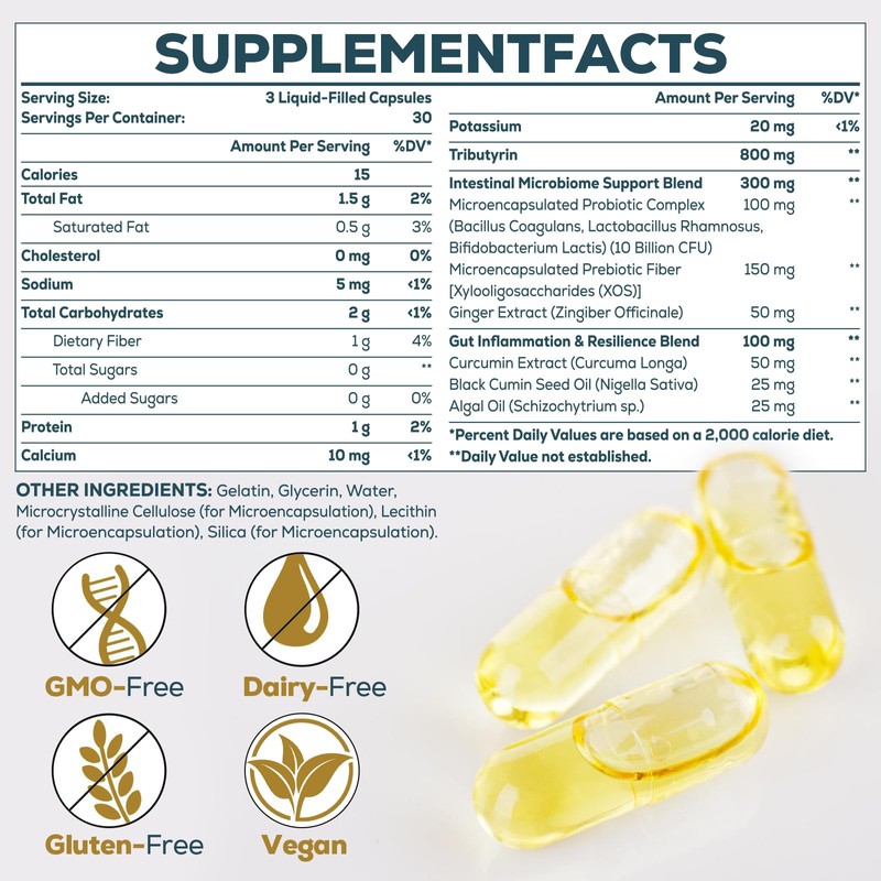 Tributyrin Supplement for Gut & Immune 800mg | High Bioavailability