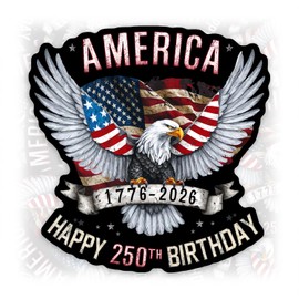 America 250th Birthday 1776 2026 Sticker Retro American Eagle 250 Years Anniversary Waterproof Vinyl Sticker for Water Bottle Tumbler Helmet Bumper Car Laptop