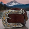 Justin New Brown COUNTRY DAISY Leather Belt Size 30 NWT