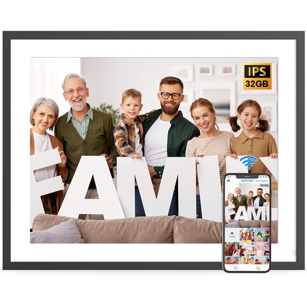 17" Digital Picture Frame Large-Digital-Photo-Frame - 32GB Dual-WiFi Electronic Frame