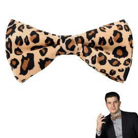 Leopard Bow Tie for Men Fashion Leopard Print Pre Tied Bow Ties Gold Silk Bow Tie Adjustable Leopard Bowtie for Women Men Clothing Suit Accessories for Wedding Cosplay Party Decorations Bowknot Tie