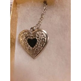 CHMO Locket Necklace Heart Silver Colored Womans with Necklace W/Giftbox