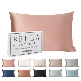 Bella Coterie Luxury Silk Pillowcase for Hair and Skin | 30 Momme | 100% Pure 6A Mulberry Silk | Super Soft | Perfectly Plush [King, Dusty Rose]