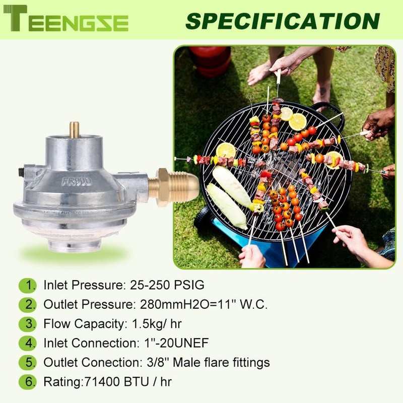 TEENGSE Propane Regulator Valve used for 1lb Disposal Bottles, with