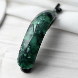 Elegant Banana Hair Clip, Marbled Green Acrylic, Large Size (green marble)