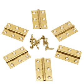 Jersvimc 8Pcs 1.5 Inch Brass Butt Hinges, Gold Jewelry Box Hinges Small Cabinet Hinges Square Door Hinges Folding Craft Hinges Heavy Duty for Furniture Cupboard Drawer