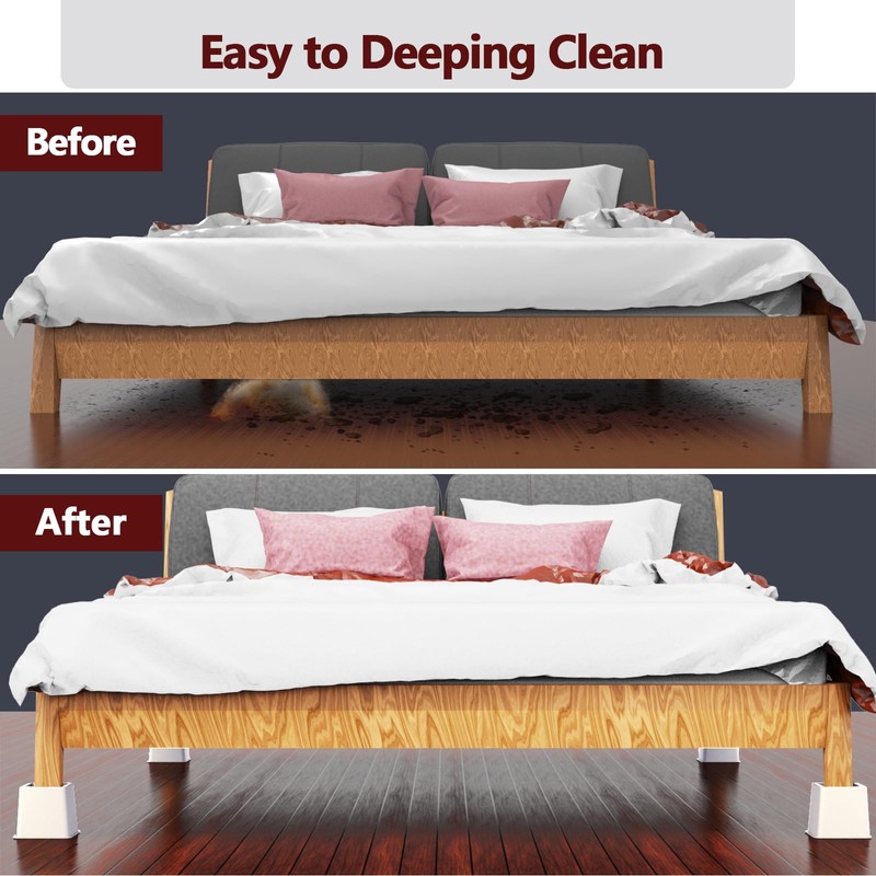 Demiwise Heavy Duty Bed Risers - Set of 4 Adjustable