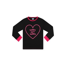 ThePyjamaFactory Cool Girls Sorry Not Sorry Pink Black Long Cotton Pyjamas (15-16 Years)