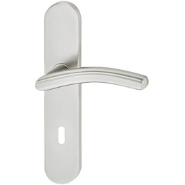 JUVA Door Handle Set Long Plate - Door Fitting BB Deadlock - 1 Piece Door Handle Set for Room Doors with Mounting Material - Door Handles Stainless Steel Matt Brushed - Door Handle Set