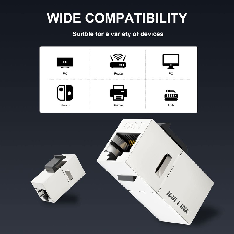 iwillink 10Gbps CAT7 Coupler RJ45 Keystone Shielded Coupler 25-Pack, Ethernet