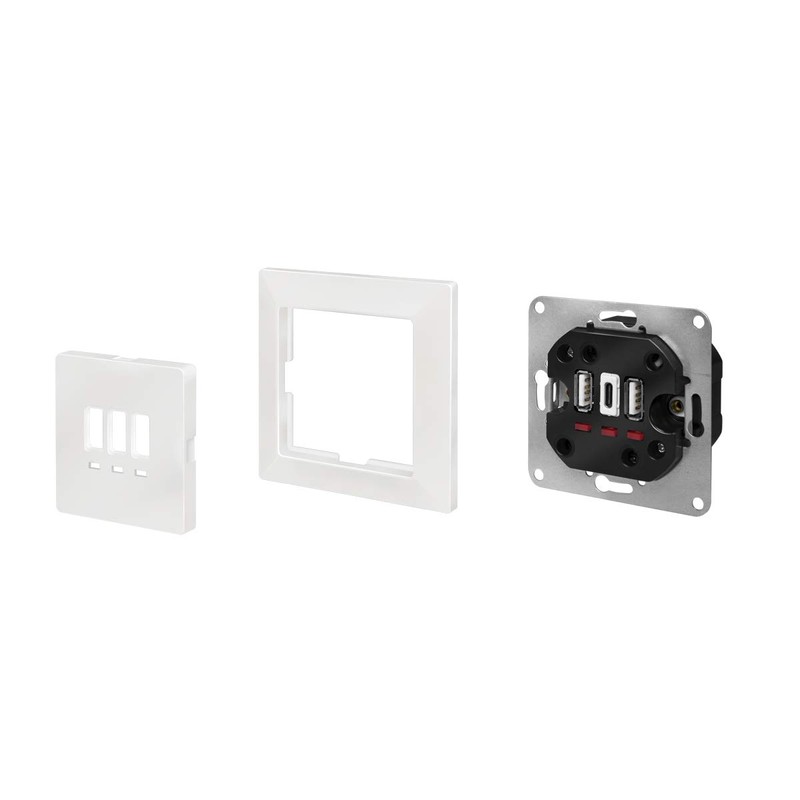 LogiLink PA0254 Flush-Mounted Socket with 2 x USB-A and 1
