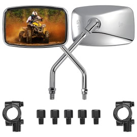 KEMIMOTO ATV Mirrors 8MM10MM Motorcycle Side Rearview Mirrors for 7/8" Handlebar Compatible with ATV Motorcycle Dirt Bike Scooter Snowmobile, Silver