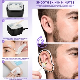Nose Wax Kit Men, Nose Ear Hair Waxing Kit for Men and Women with 120g Wax, 65 Sticks, Nose Ear Hair Removal Kit, USB Fast Heat, Smart Constant Temp, Multi-Accessories, Black