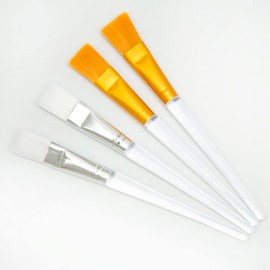 Mask Brushes Length 17cm Set of 4 Individually Wrapped (2 Silver and 2 Gold) Facial Brushes Face Care Facial Mask Brushes Beauty Salon Pack Mud Pack Face Brush Brushes (Silver/Gold)