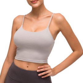 Lemedy Women Padded Sports Bra Fitness Workout Running Shirts Yoga Tank Top (S, Light Grey)
