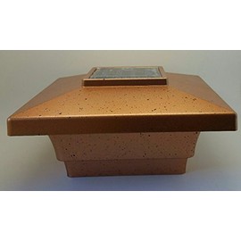 Set of 6 Solar Post Cap Light LED Low Profile Copper Color 4"x4" inch for Vinyl & Wood Bright 4X SMD LED Lighting