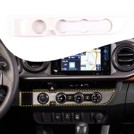 Lcojicep Air Conditioning Button Panel Cover Trim Car Accessories Compatible with Tacoma 2016-2020 (Fit Without Engine Start Stop Button，Low-Equipped, White)