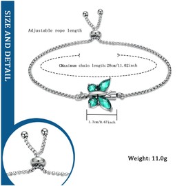 constantlife Crystal Butterfly Cremation Bracelet for Ashes for Women Stainless Steel Pendant Urn Keepsake Adjustable Wristband Bangle Memorial Jewelry Gift (Green)