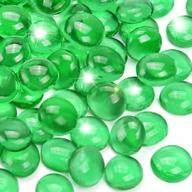 RUOJAS 1LB Green Flat Glass Marbles for Vases, Gemstone Beads Vase Filler Decorative Glass Pebbles for Fish Tank, DIY Crafts, Aquarium Decor Rocks