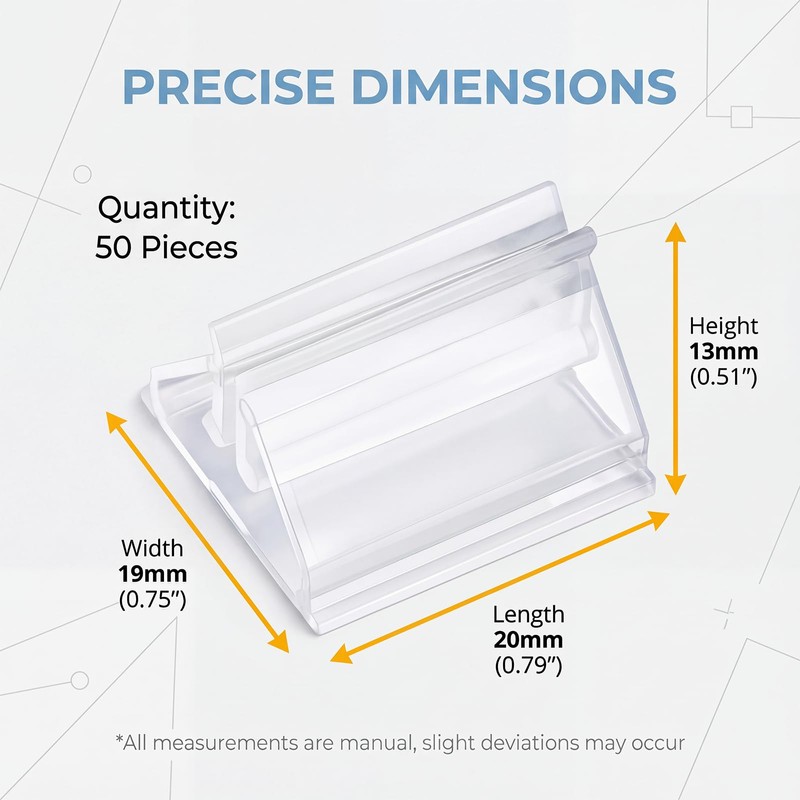 50 Pack Clear Acrylic Place Card Holders, Photo Holders For