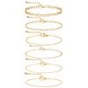 ASCOMY Dainty Gold Layered Bracelets for Women 14K Gold Plated