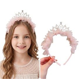 WENJESO Children's Princess Style Retro Crown Headband, Lace Pattern, For Birthday Photography, Baby Hair Clip, Girls Hair Accessories