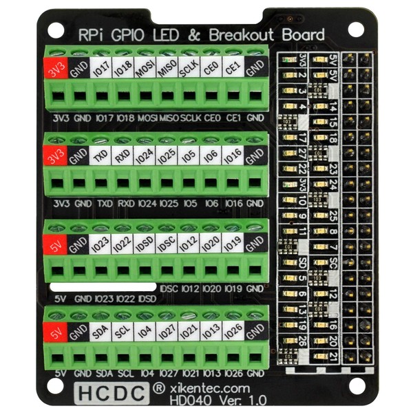RPi GPIO Status LED & Terminal Block Breakout Board HAT