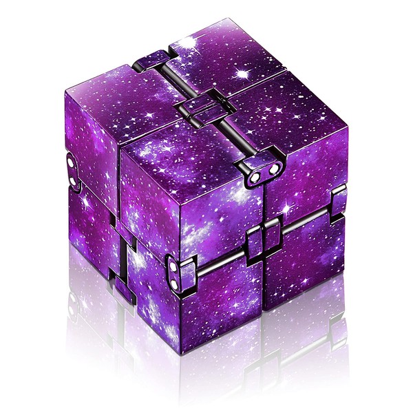 Skylety Cube Mini Blocks Cube Desk Toy Sensory Stress Relief Play Accessories for ADHD Austism Teenagers Adults (Purple Galaxy Space)