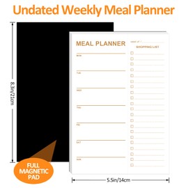 Weekly Meal Planner - 2 Pack Undated Tear-off Sheets, Magnetic Meal Planner for Refrigerator, Includes Grocery List