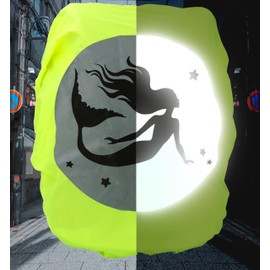 EANAGO Premium School Bag / Backpack Rain Cover / No Seams, 100% Waterproof, with Safety Reflective Mermaid Image