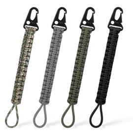 4 Pcs Paracord Keychain with Carabiner Clip Heavy Duty Braided Key Chain Key Clip Wallet Accessories for Women Men Keys Camping Fishing Hunting Outdoor Water Bottle Backpack