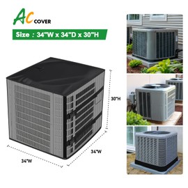 2 in 1 Air Conditioner Covers for Outside, 34''W x 34''W x 30''H, Black